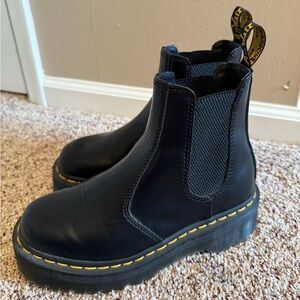 Dr. Martens Black Chelsea Boots with Yellow Stitching